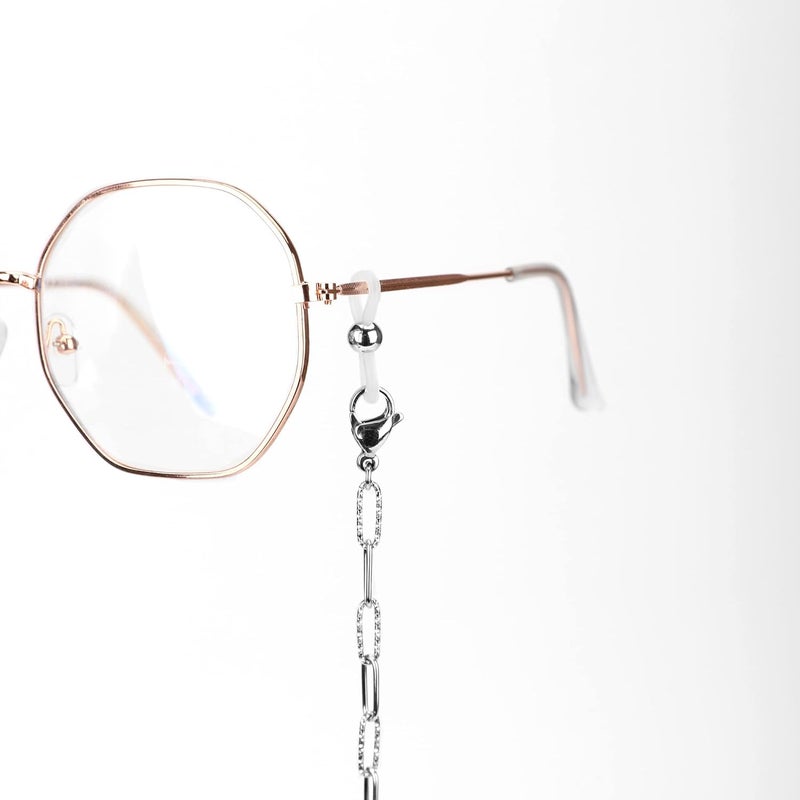 Hongeely Eyeglass Chain Silver Stainless Steel Handmade Necklace for Reading Glasses Sunglass Beaded Chains for Men Women - Image 3